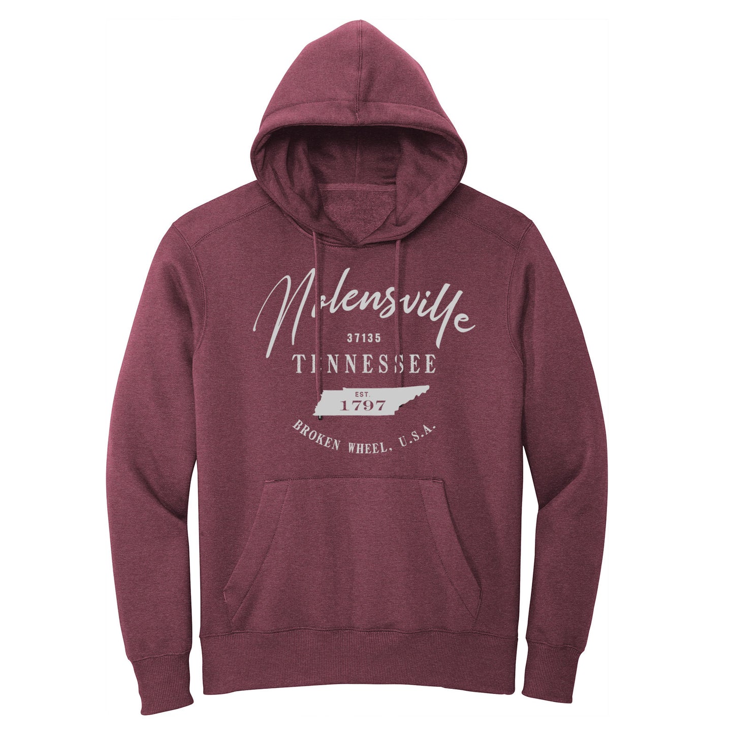 Nolensville Broken Wheel Heathered Maroon Hoodie